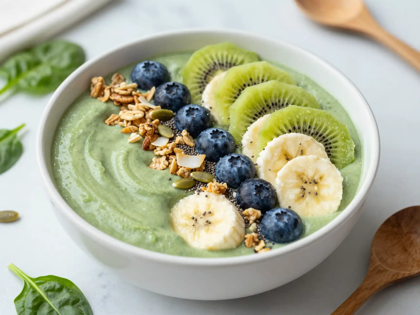 Green Protein Smoothie Bowl for Athletes plated dish