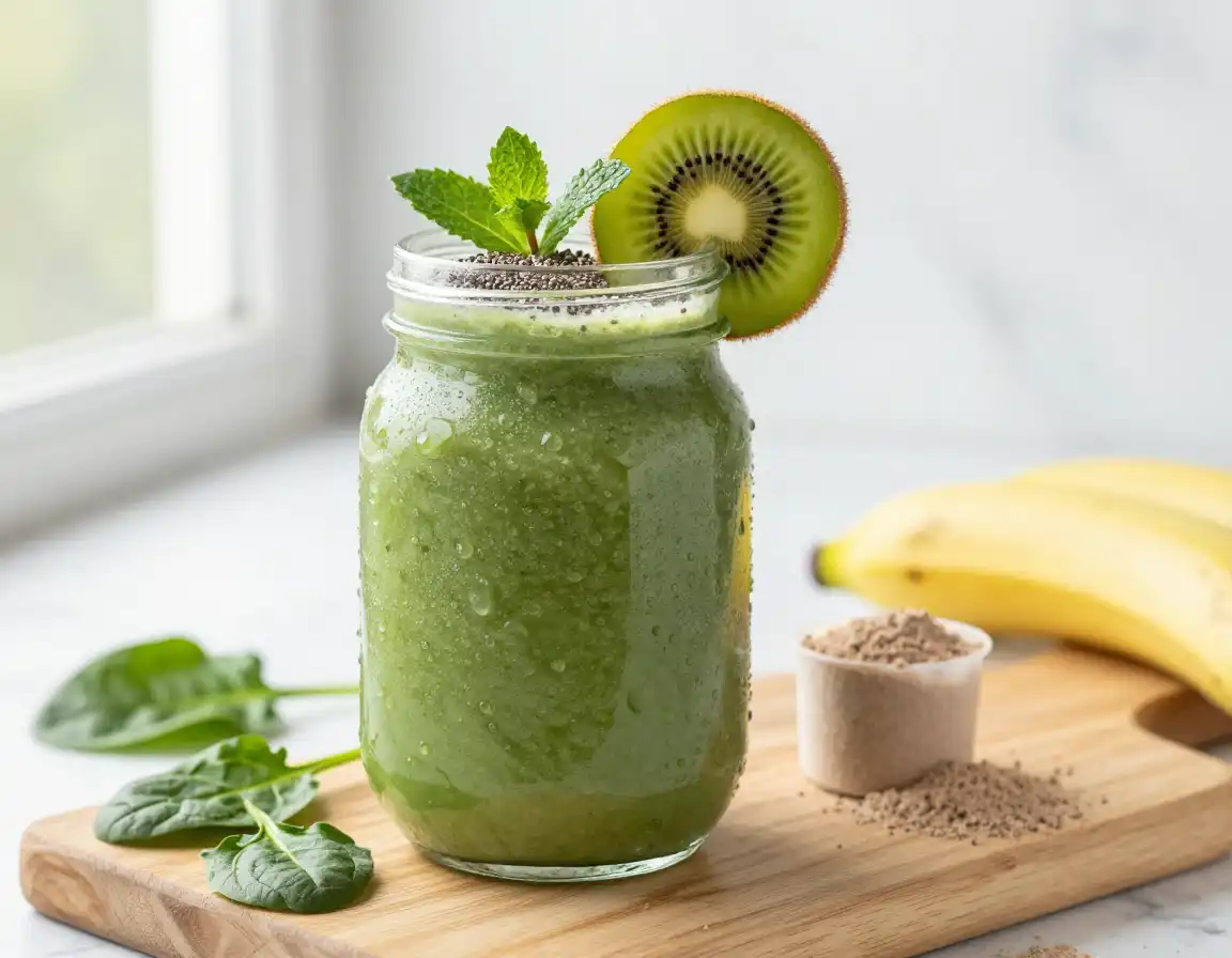 Green Protein Smoothie for Post-Workout plated dish