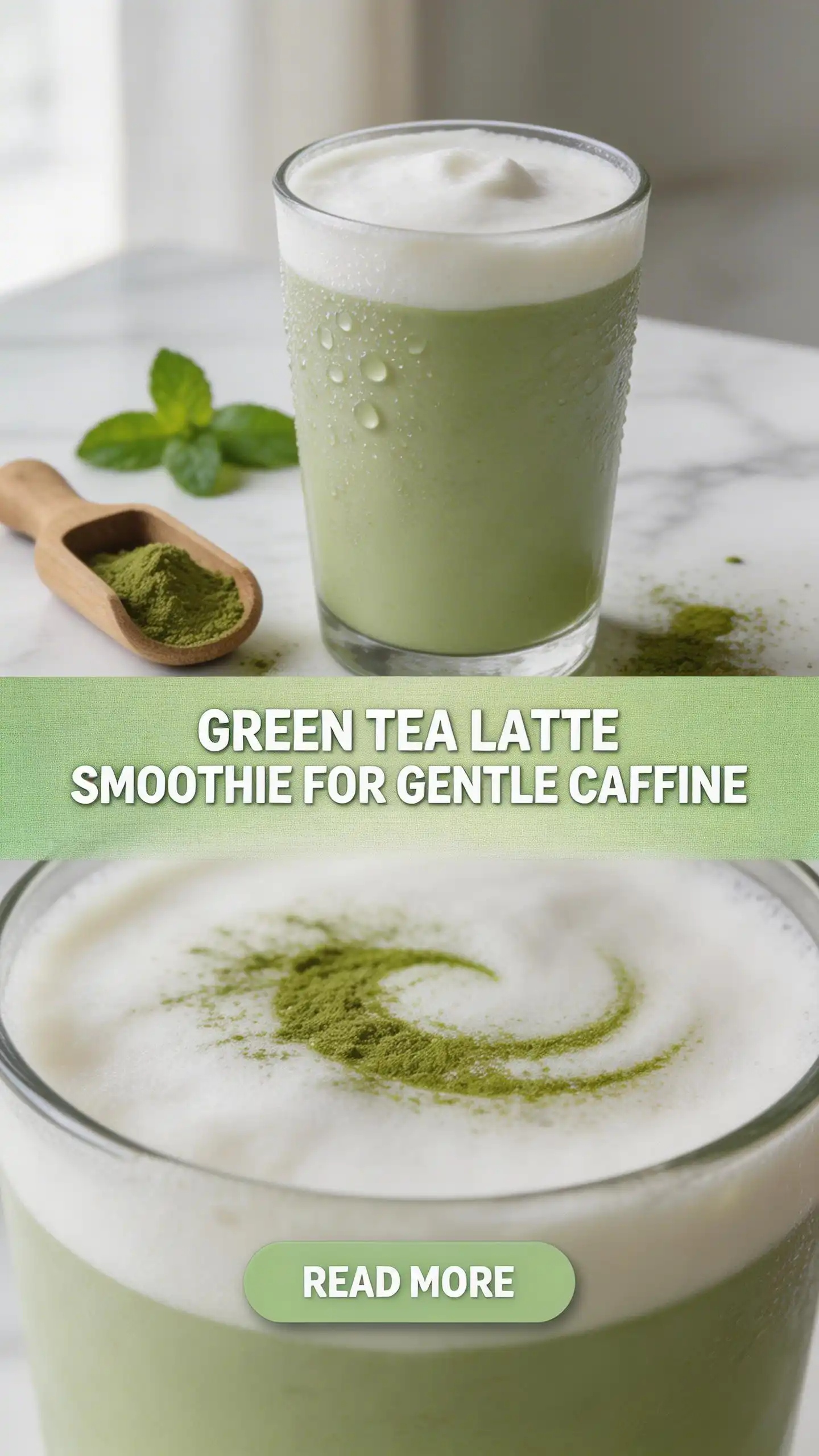 Green Tea Latte Smoothie for Gentle Caffeine pinterest pin