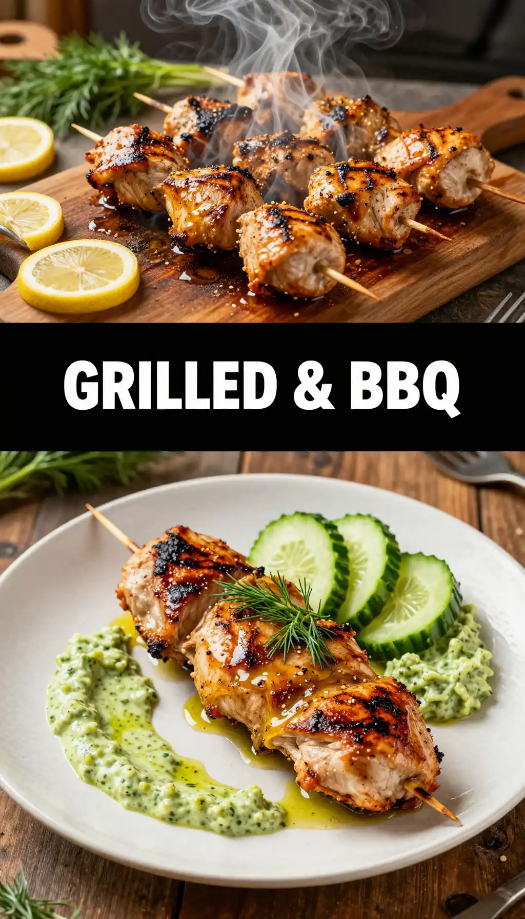Grilled Chicken Souvlaki with Homemade Tzatziki Sauce pinterest pin