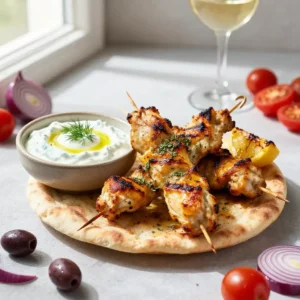 Greek Yogurt Grilled Chicken Souvlaki & Tzatziki