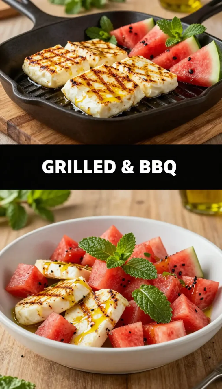 Grilled Halloumi Salad with Watermelon and Mint