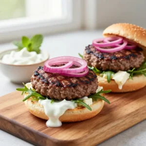 Grilled Lamb Burgers with Creamy Tzatziki