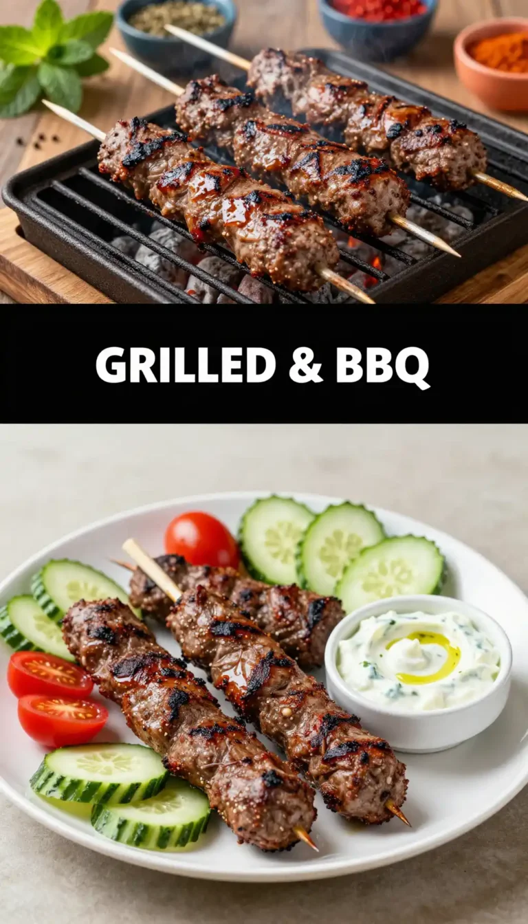 Grilled Lamb Kofta Kebabs with Tzatziki Dip