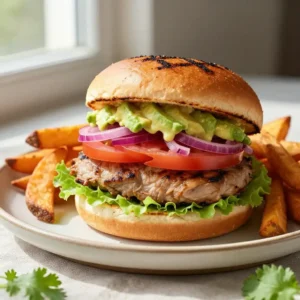 Healthy Grilled Turkey Burgers with Creamy Avocado Spread