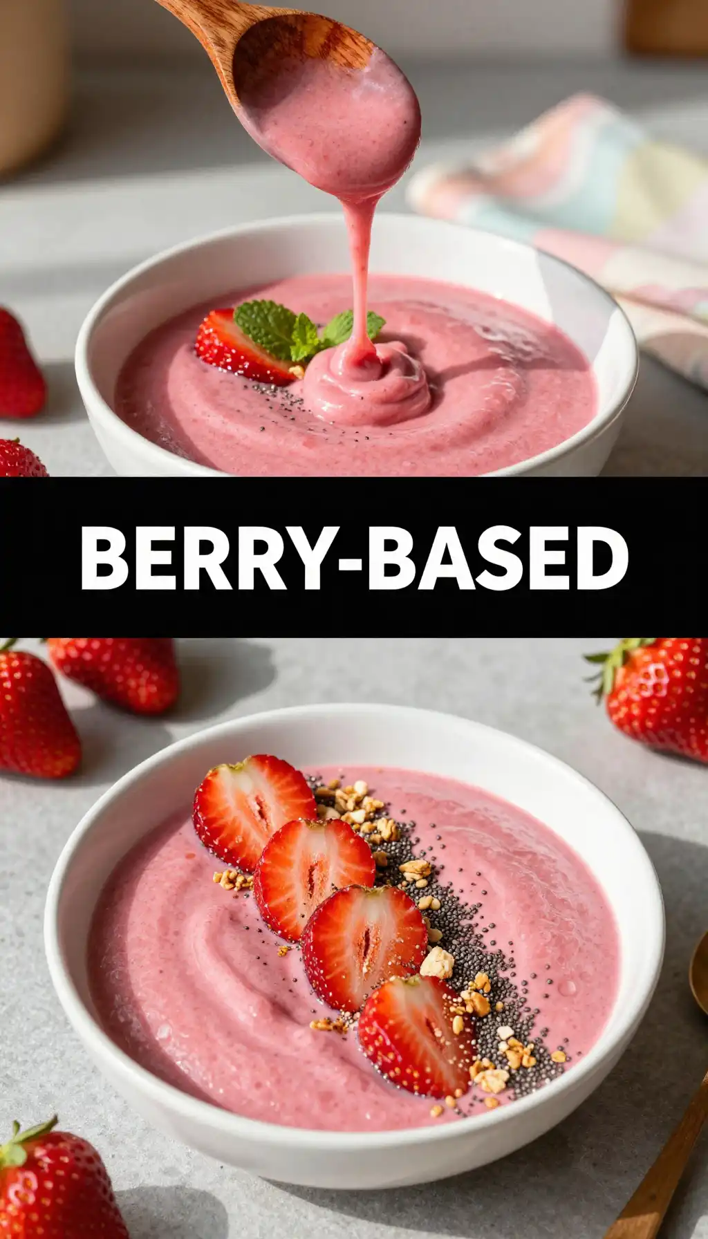 Hailey Bieber Inspired Strawberry Glazed Smoothie Bowl with Oat Milk