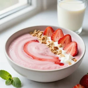 Hailey Bieber Strawberry Glazed Smoothie Bowl Oat Milk