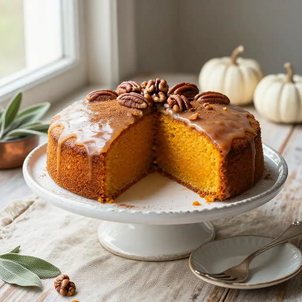 Harvest Pumpkin and Brown Butter Cake plated dish