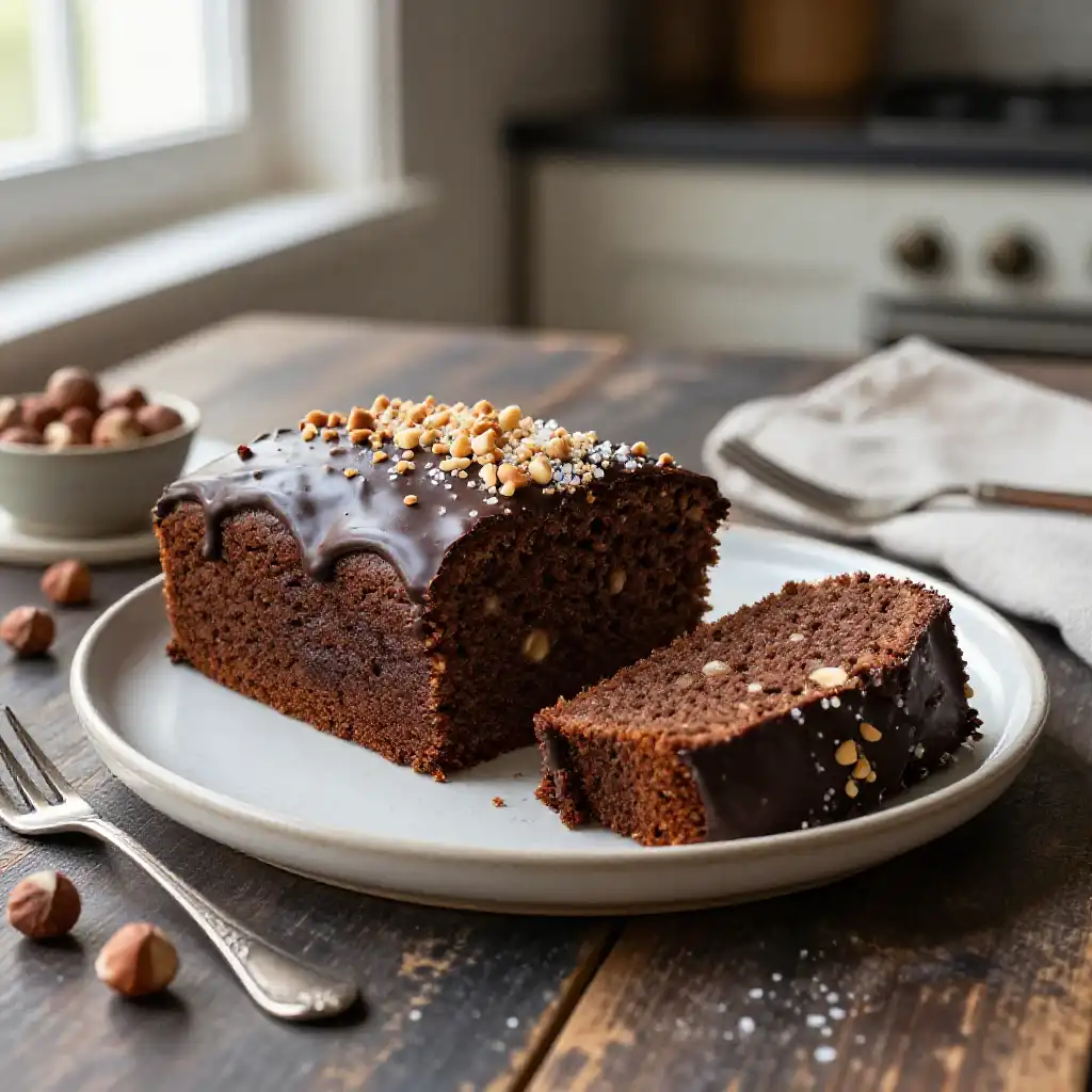 Hazelnut Meal And Chocolate Cake plated dish