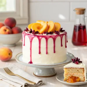 Hibiscus White Peach Upside Down Cake Recipe