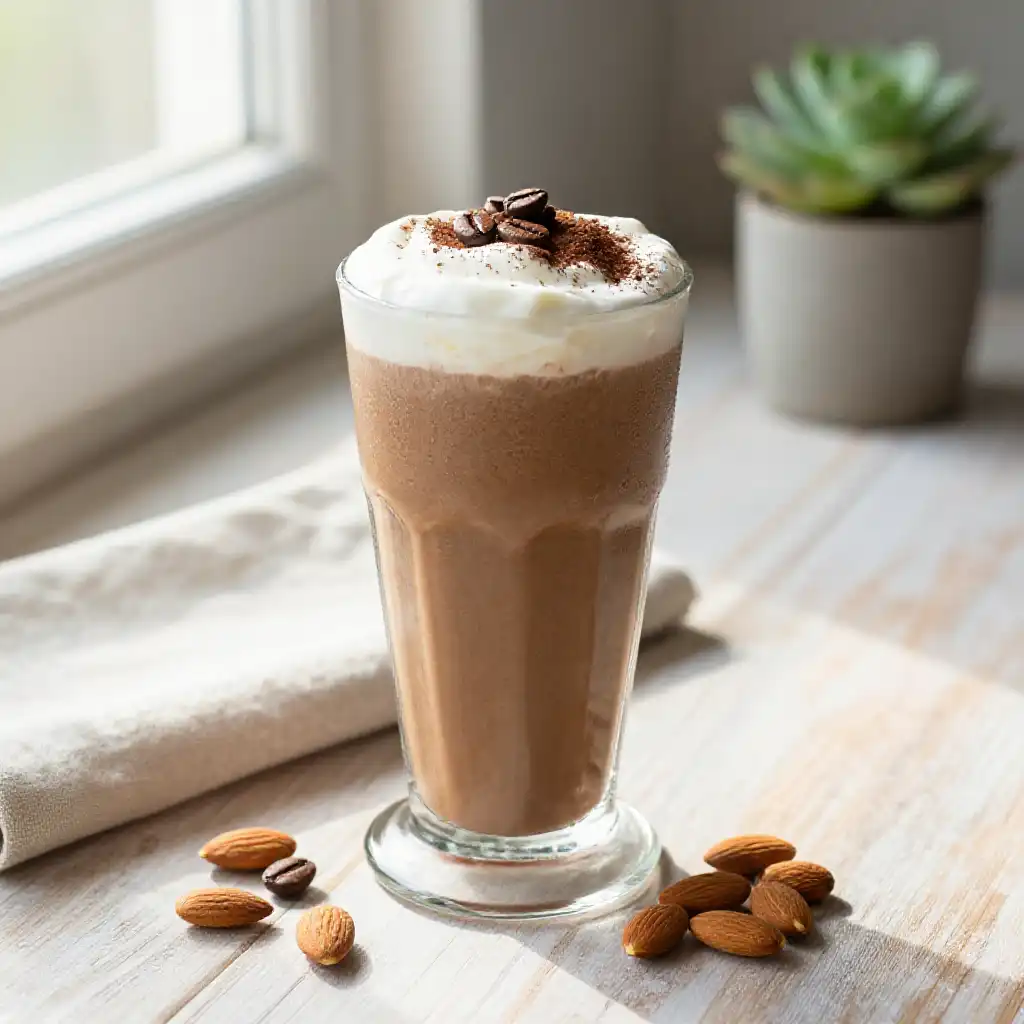 High-Protein Coffee Breakfast Smoothie plated dish