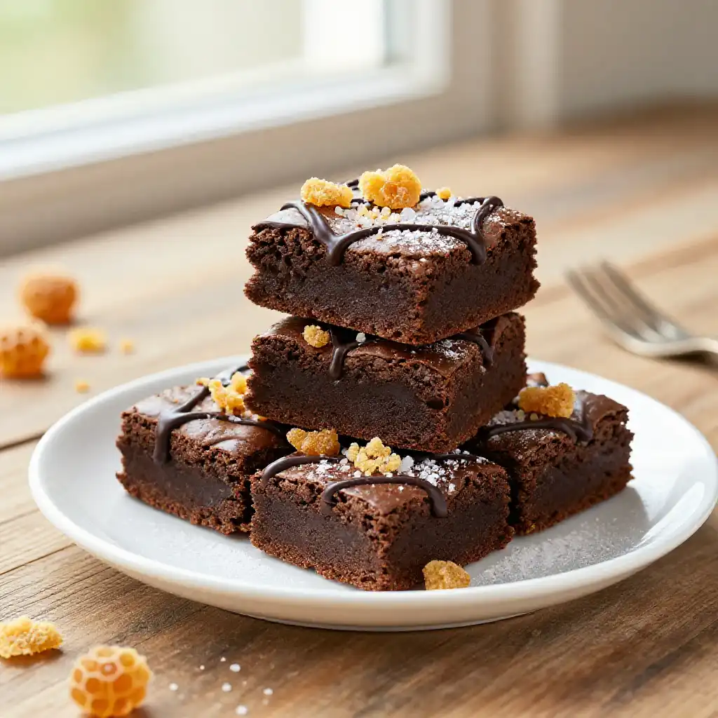 Honeycomb Crunch Brownies plated dish
