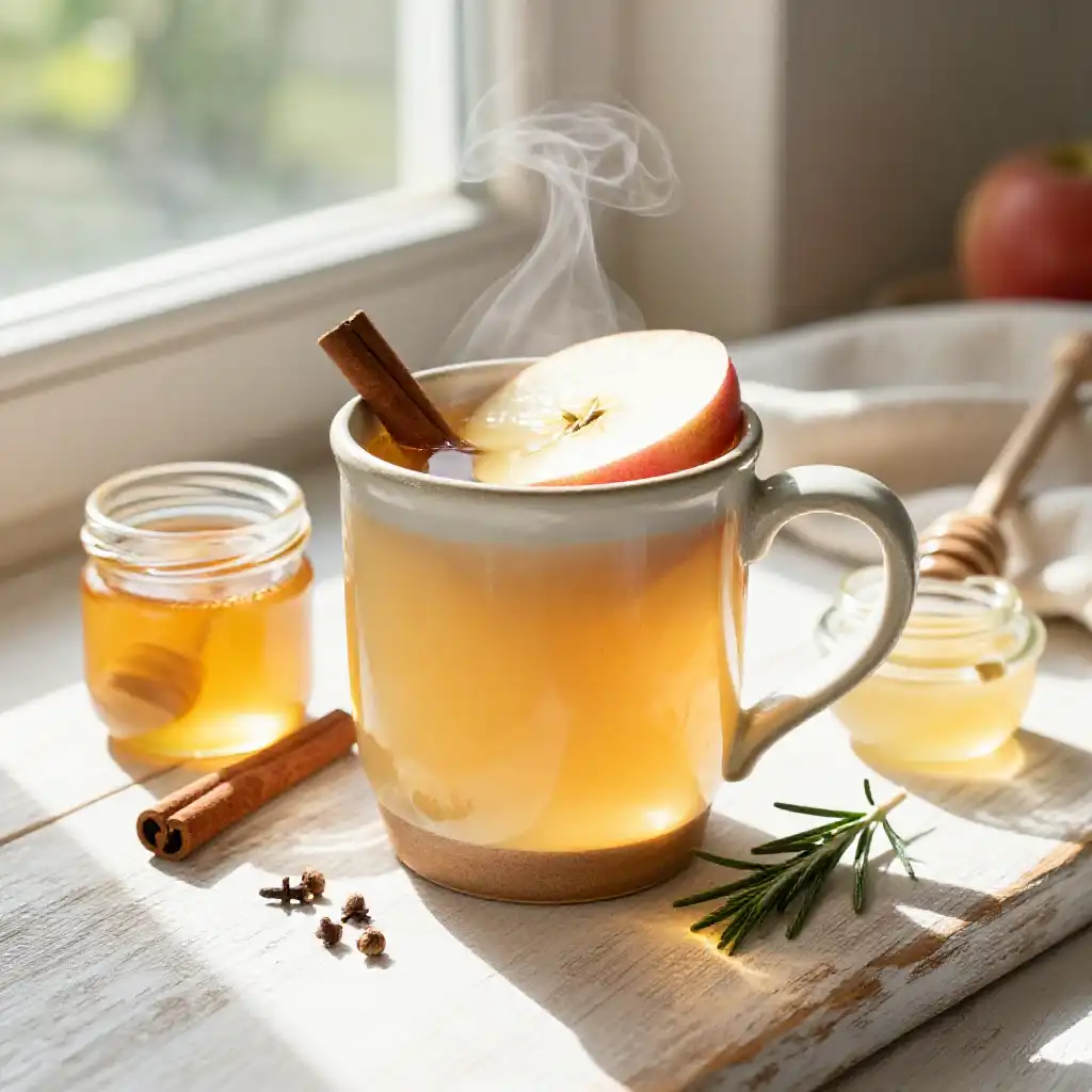 Hot Apple Cider Vinegar Morning Tonic for Gut Health plated dish