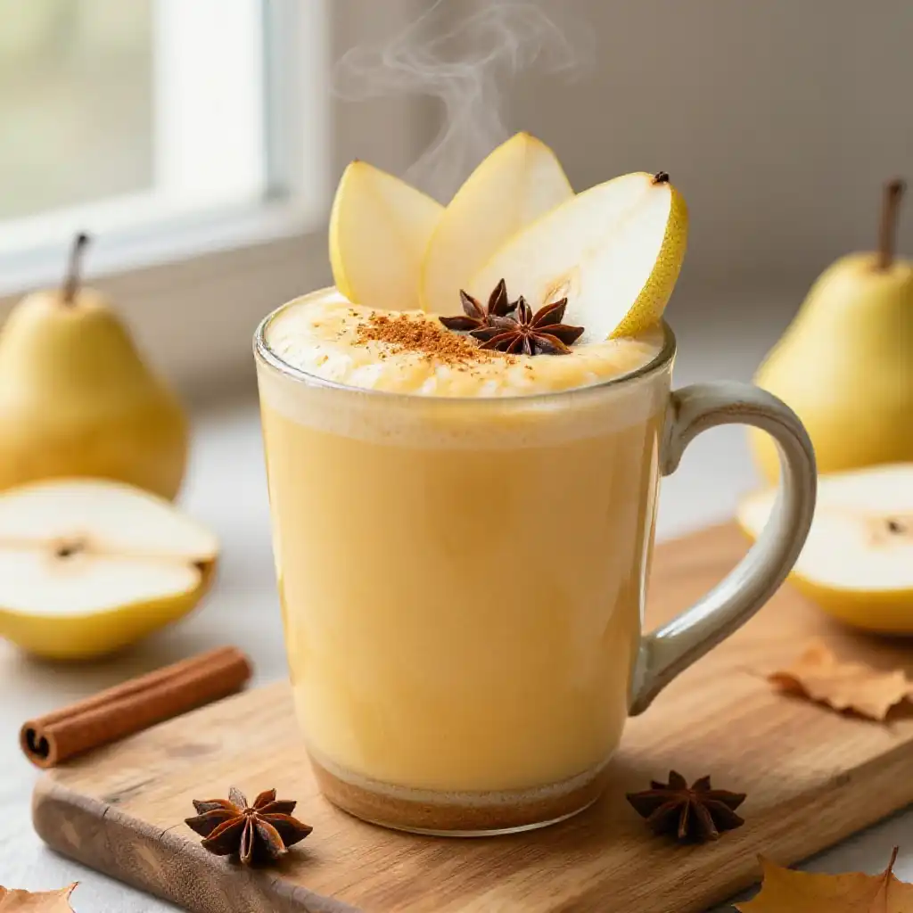 Hot Spiced Pear Smoothie for Fall Comfort plated dish