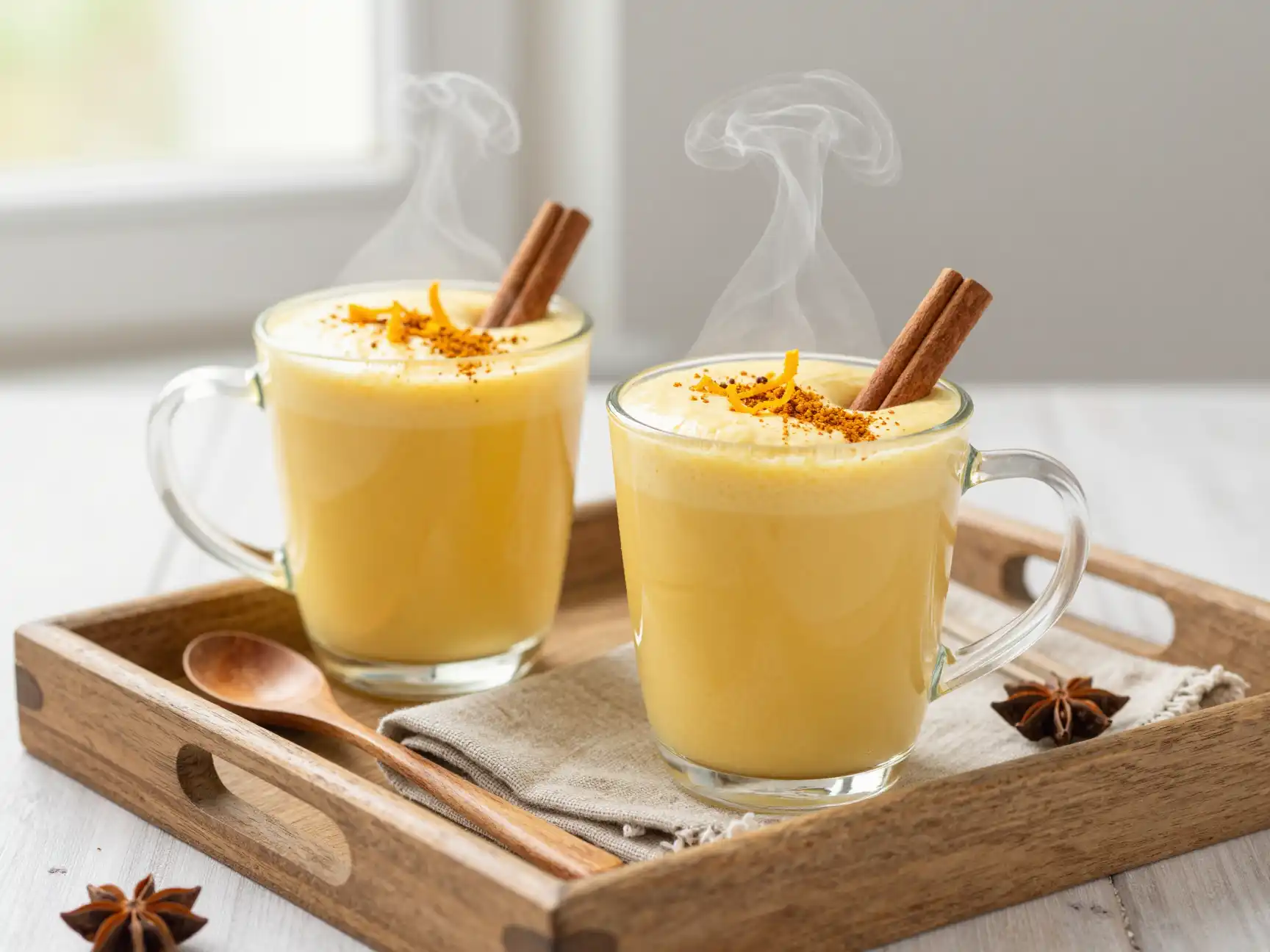 Hot Turmeric Cinnamon Smoothie for Winter plated dish