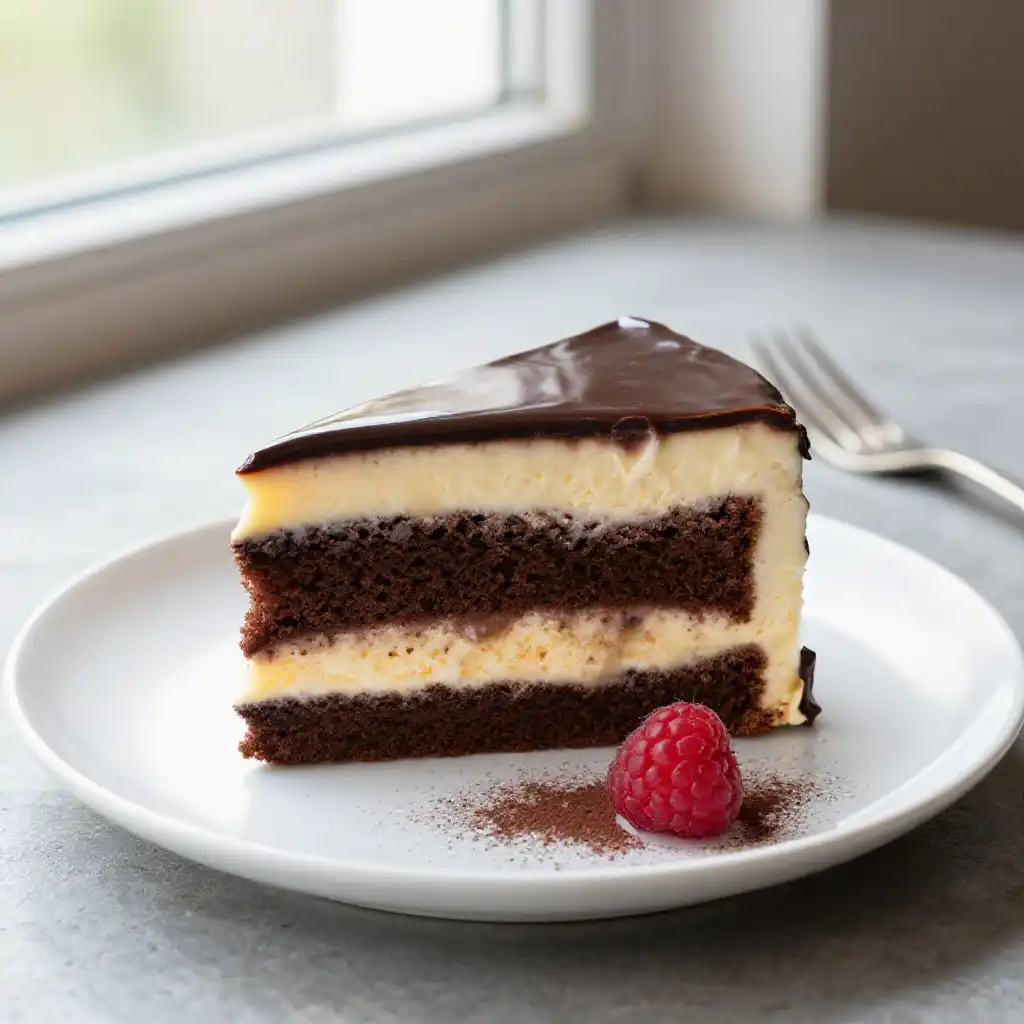 Ultimate Ice Cream and Chocolate Layer Cake plated dish
