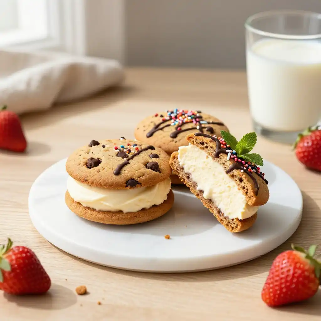 Ice Cream Cookie Sandwiches plated dish