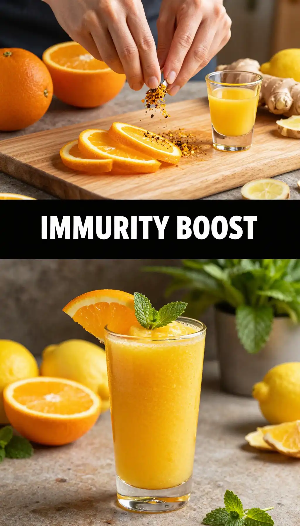 Immunity Boosting Citrus Ginger Shot Smoothie pinterest pin
