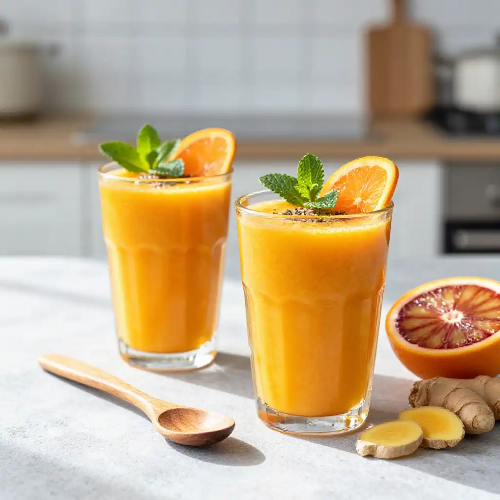 Immunity Boosting Citrus Ginger Shot Smoothie plated dish