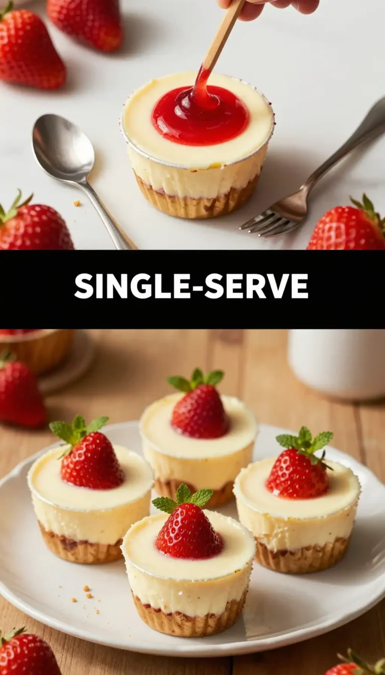 Individual Strawberry Swirl Cheesecake