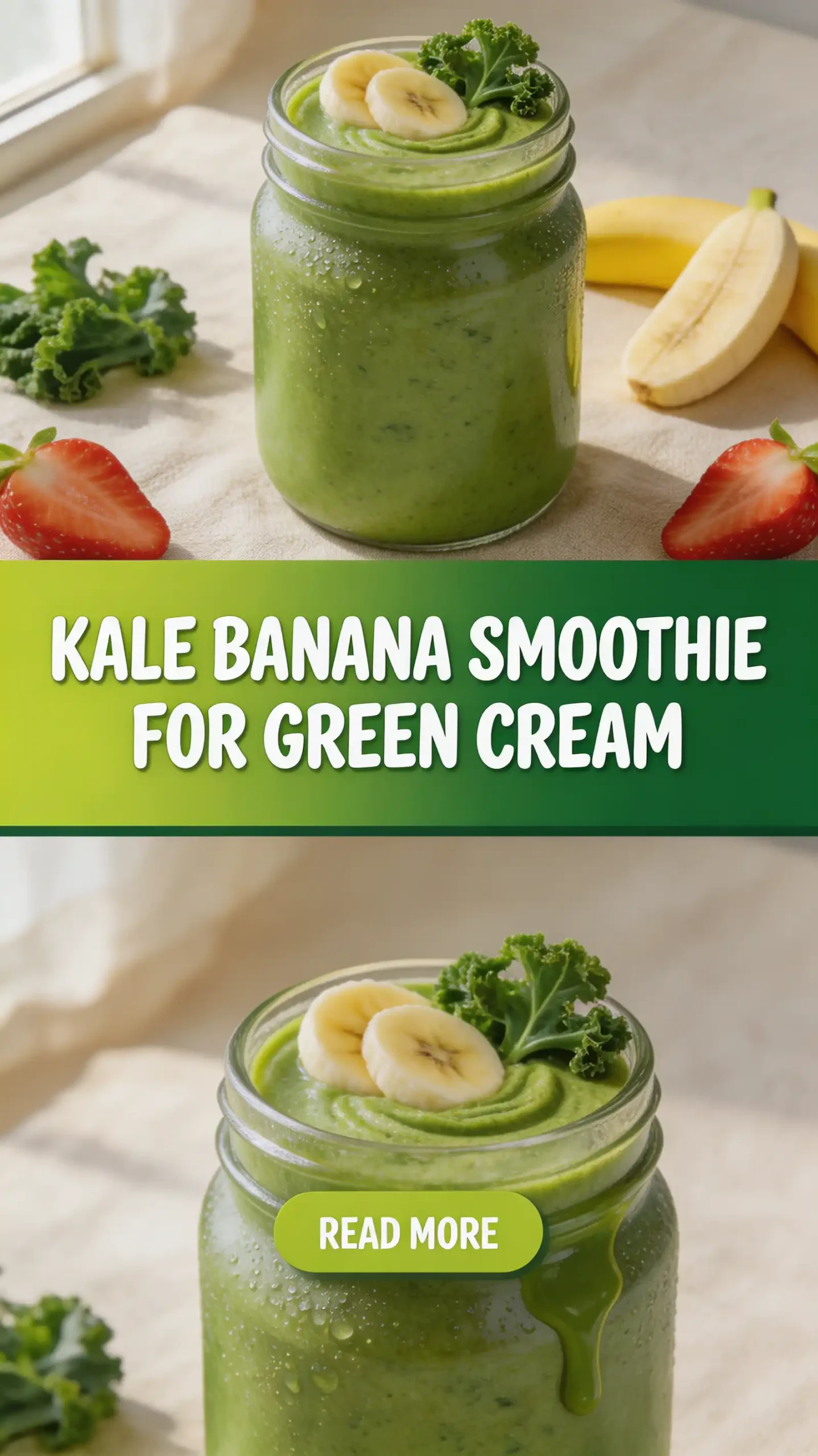 Kale Banana Smoothie for Green Cream pinterest pin