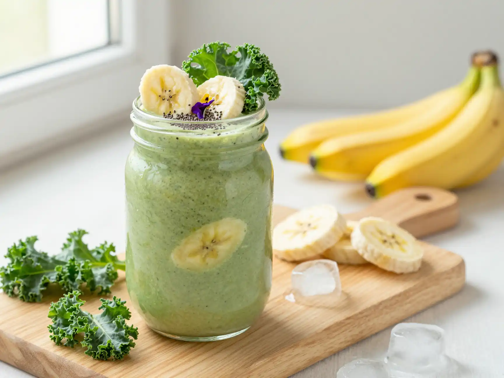 Kale Banana Smoothie for Green Cream plated dish
