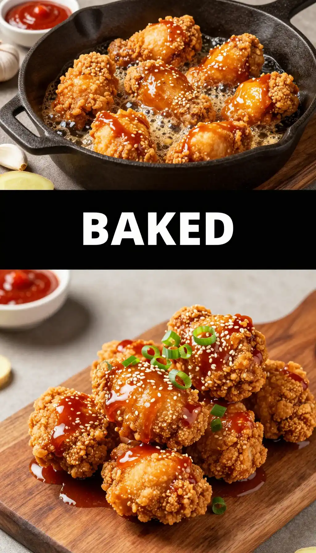 Korean Fried Chicken with Gochujang Glaze pinterest pin