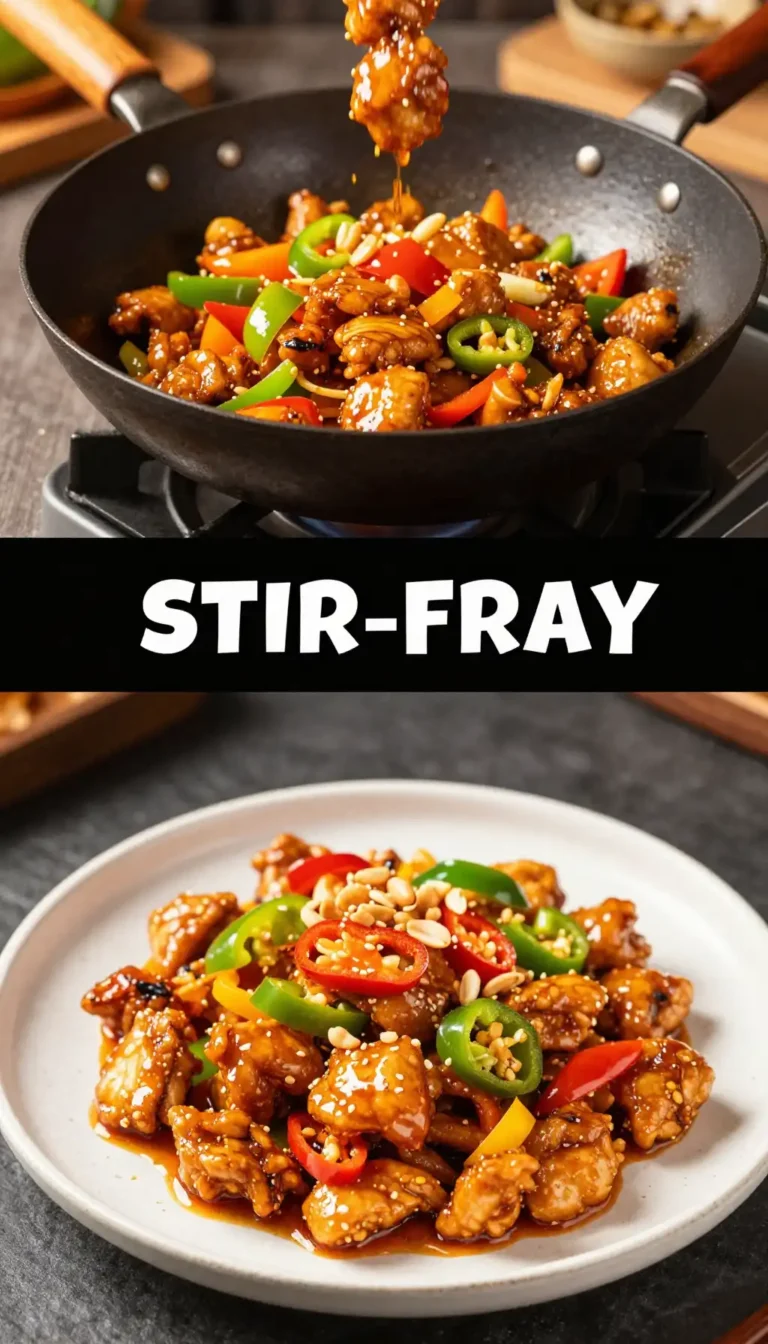 Kung Pao Chicken Stir-Fry with Peanuts and Chilies