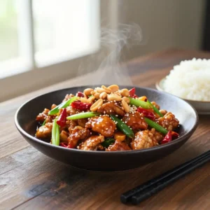 Spicy Kung Pao Chicken Stir-Fry | Crispy Peanuts & Chili