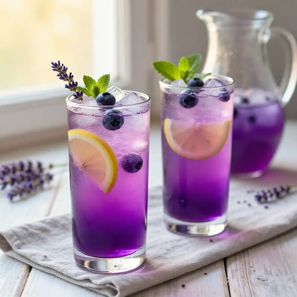 Lavender Blueberry Lemonade for Calm Afternoon plated dish
