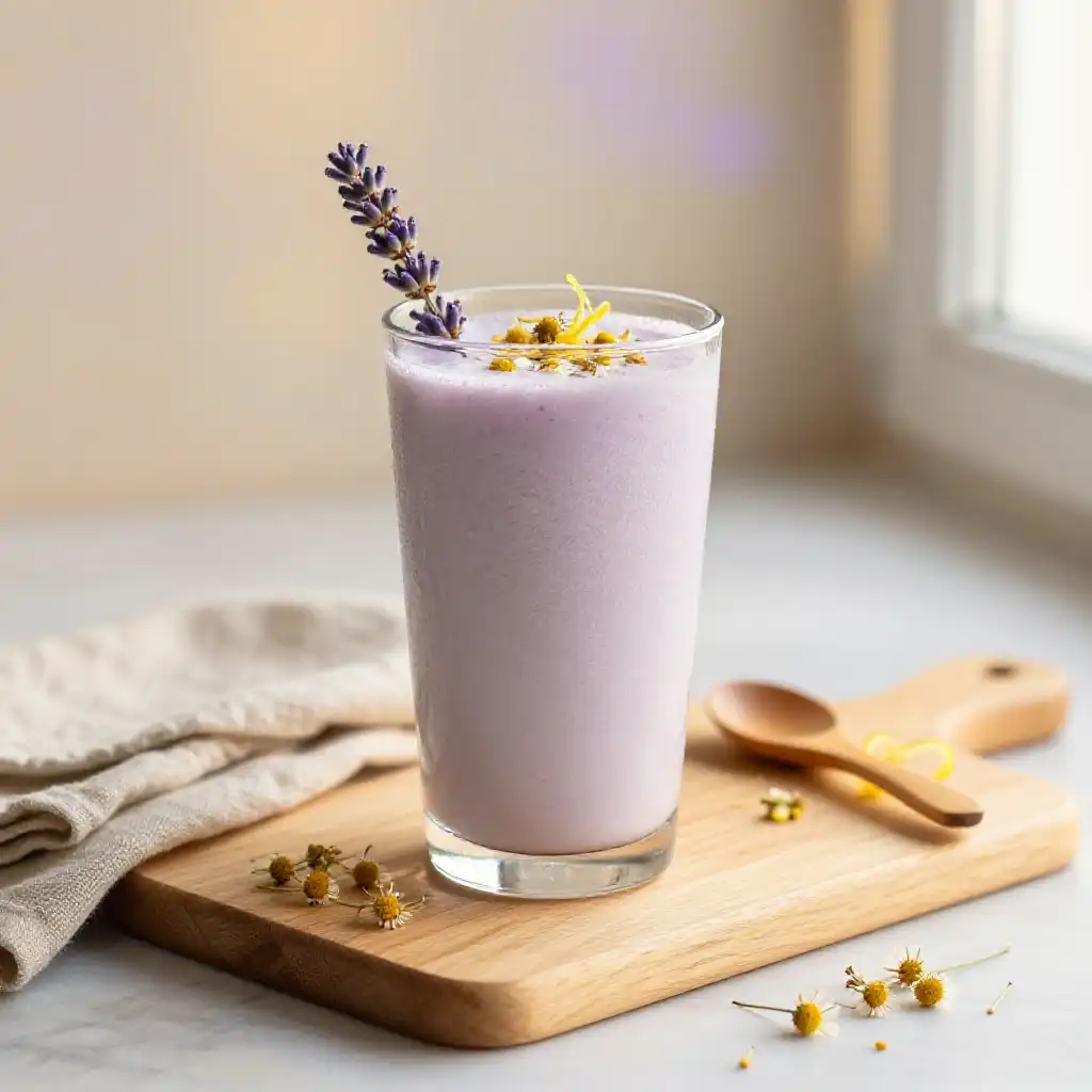 Lavender Chamomile Smoothie for Bedtime plated dish