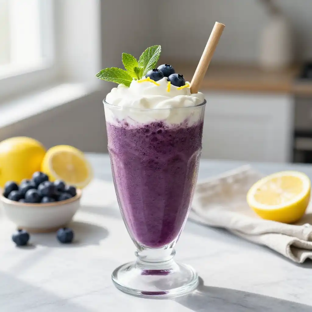 Lemon Blueberry Smoothie for Morning Brightness plated dish