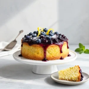 Lemon Blueberry Compote Cake with Zesty Glaze