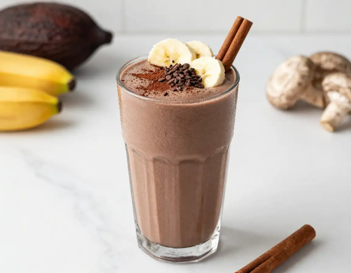 Lion's Mane Cacao Smoothie for Brain Power plated dish
