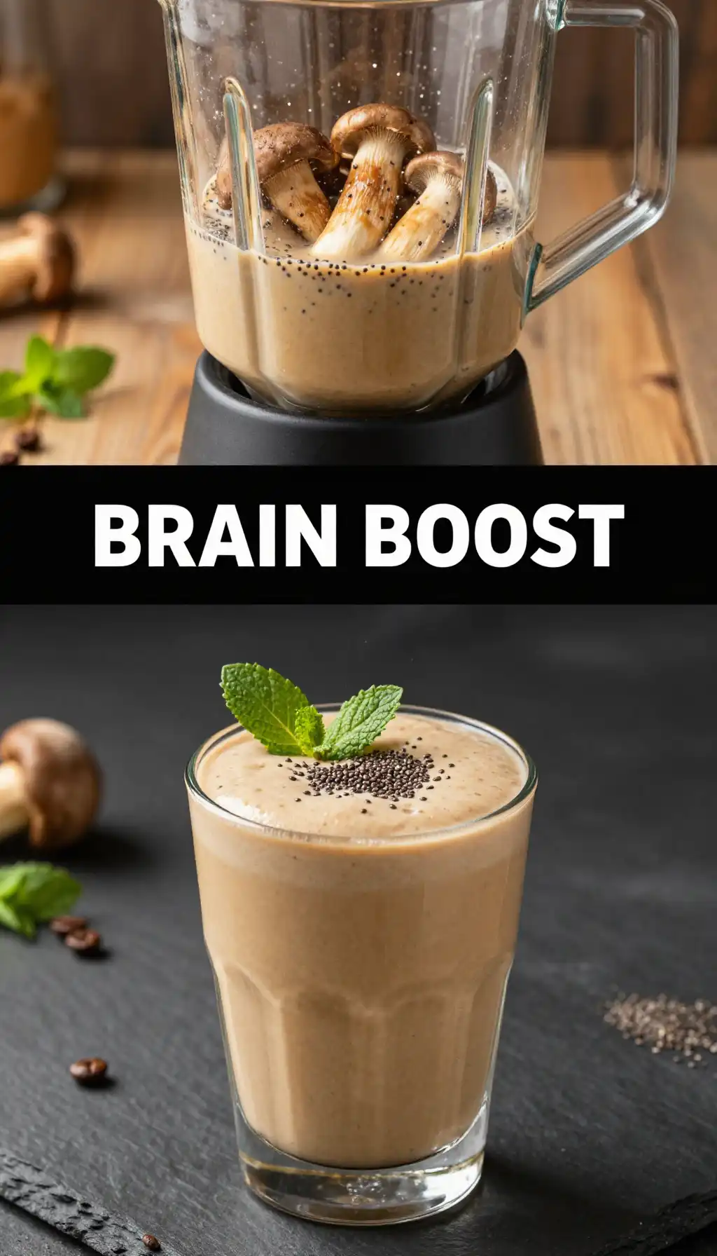 Lion's Mane Mushroom Coffee Smoothie for Brain Focus