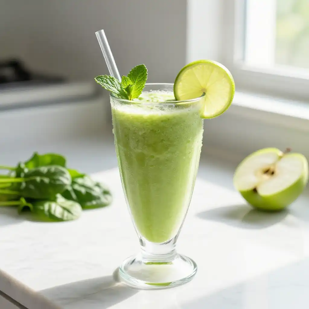Low-Calorie Green Smoothie for Flat Belly plated dish