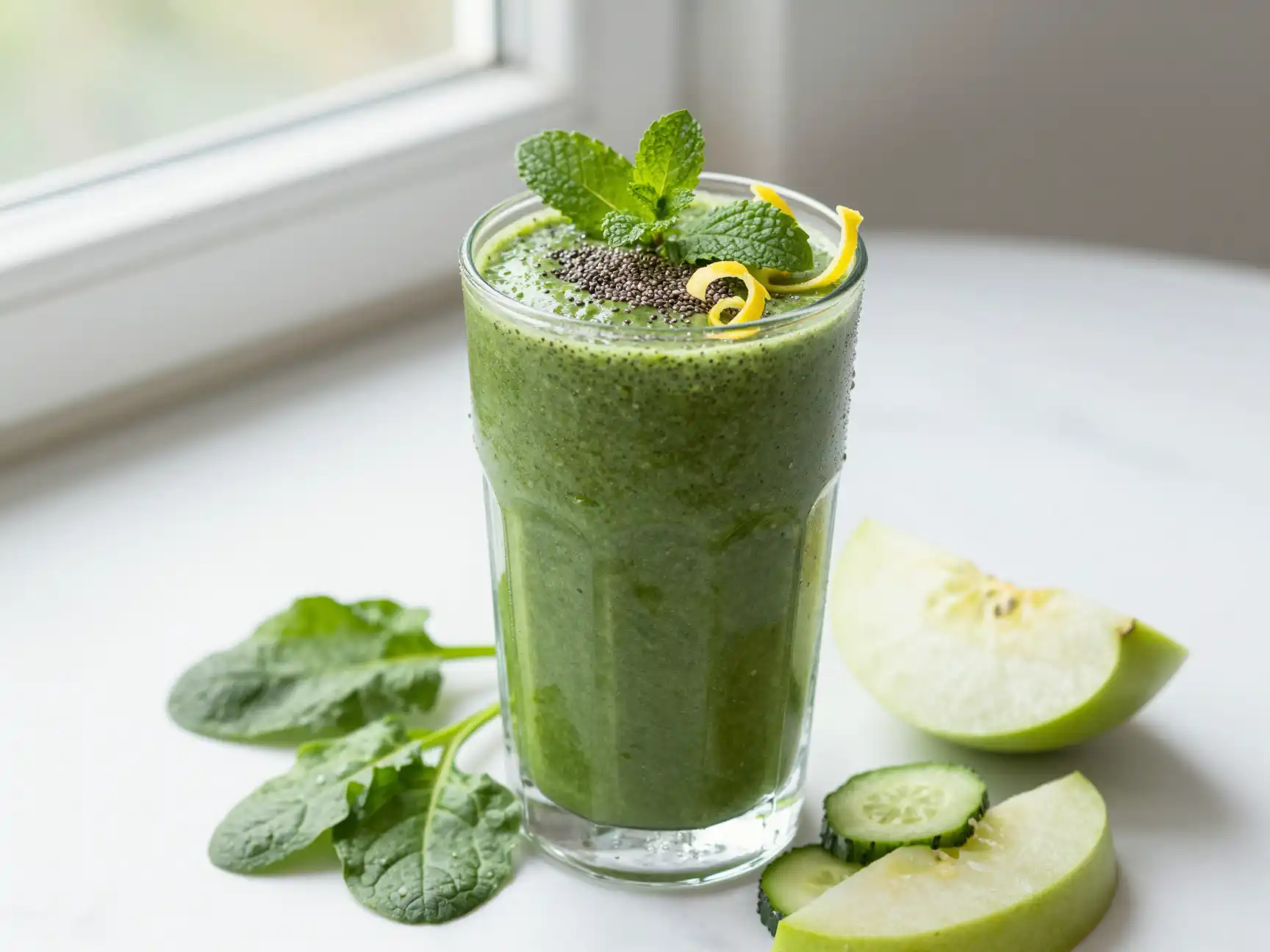 Low-Calorie Green Smoothie for Weight Loss plated dish