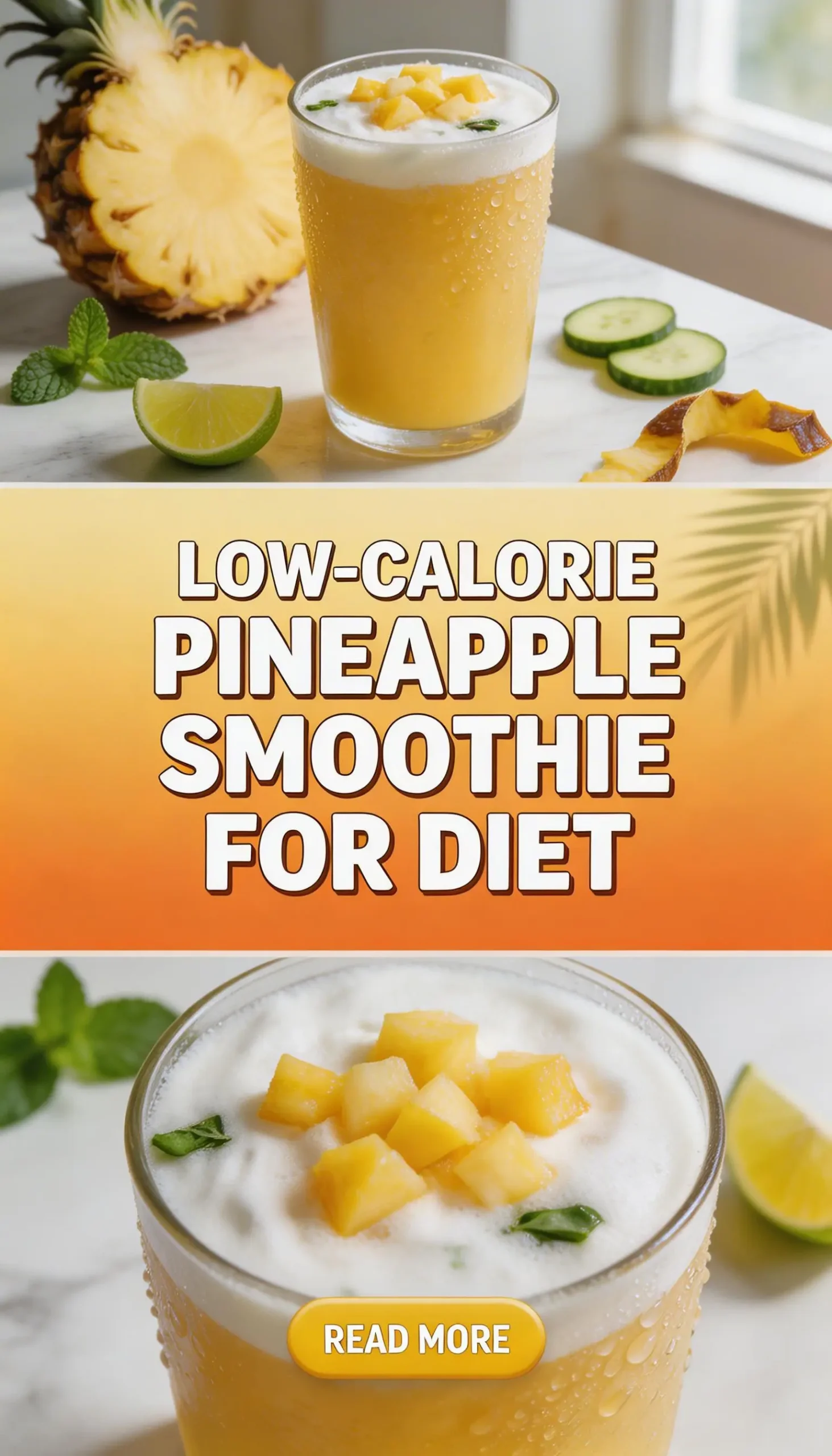 Low-Calorie Pineapple Smoothie for Diet pinterest pin