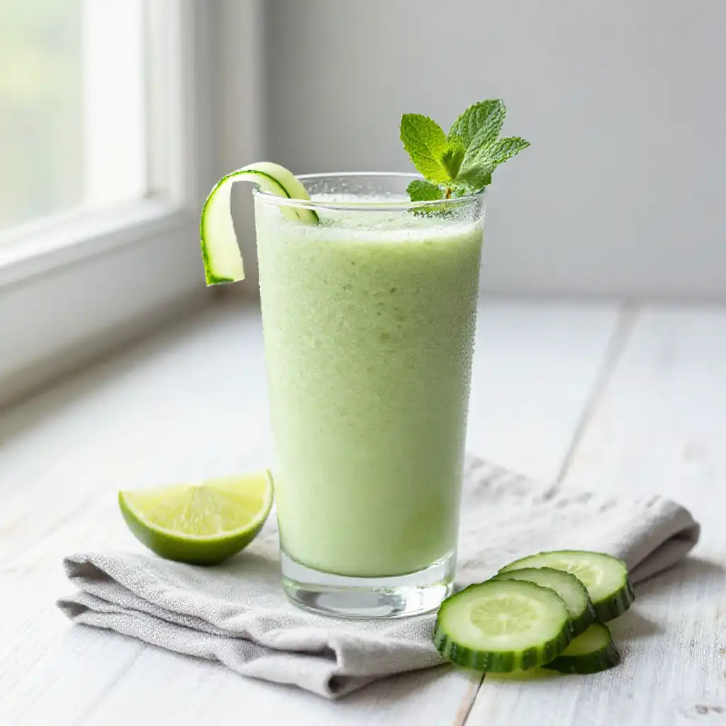 Low-Sugar Cucumber Green Smoothie for Diabetics plated dish