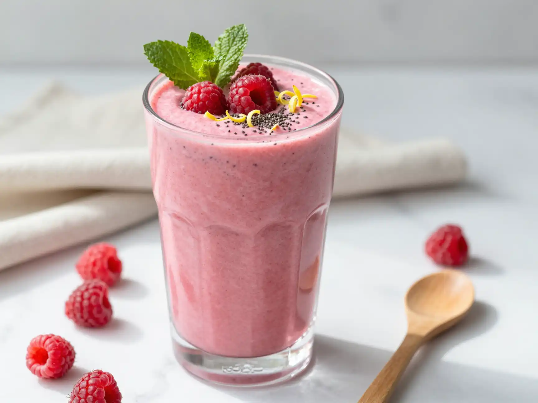 Low-Sugar Raspberry Smoothie for Weight Loss plated dish