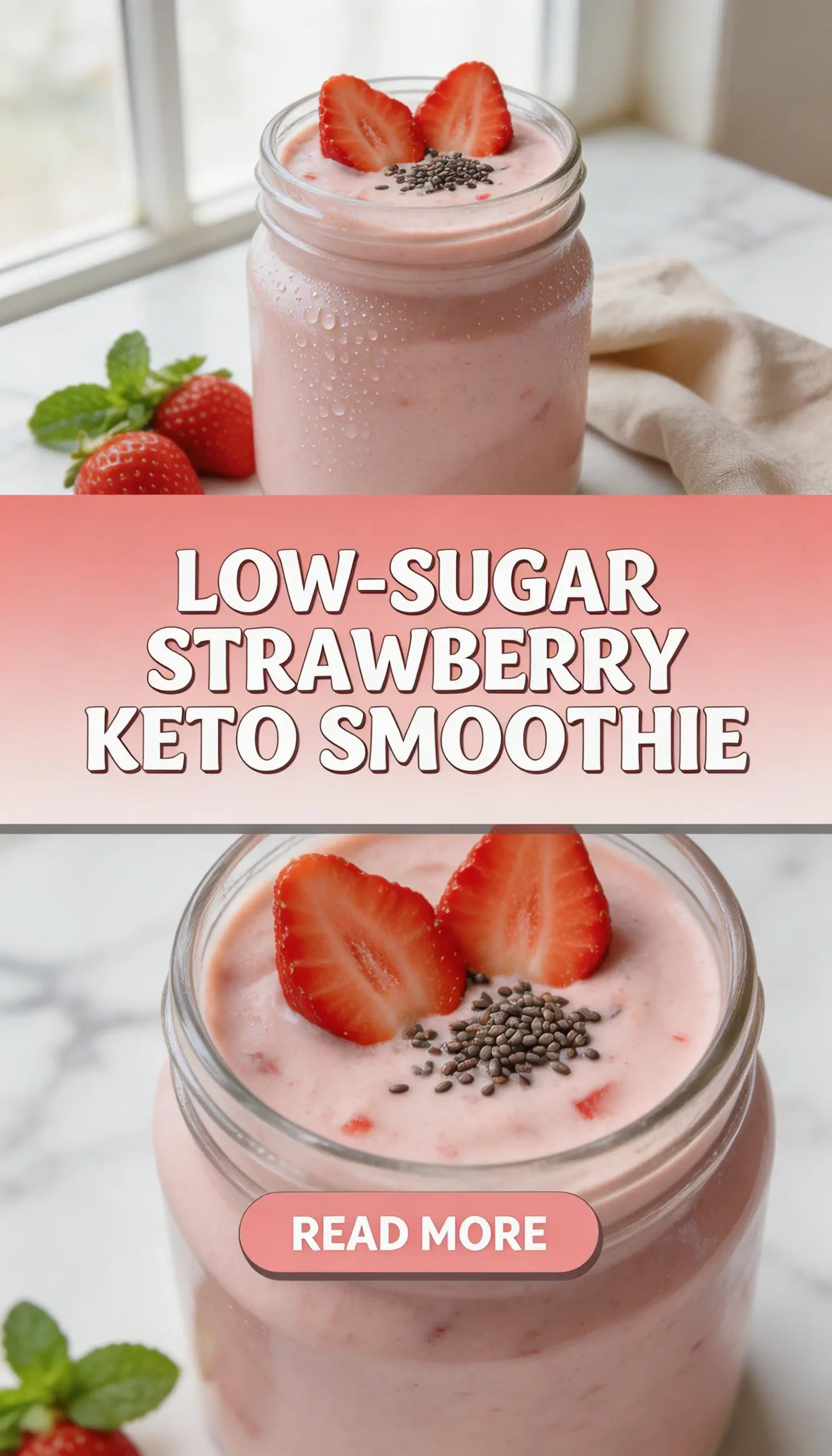 Low-Sugar Strawberry Smoothie for Keto Diet