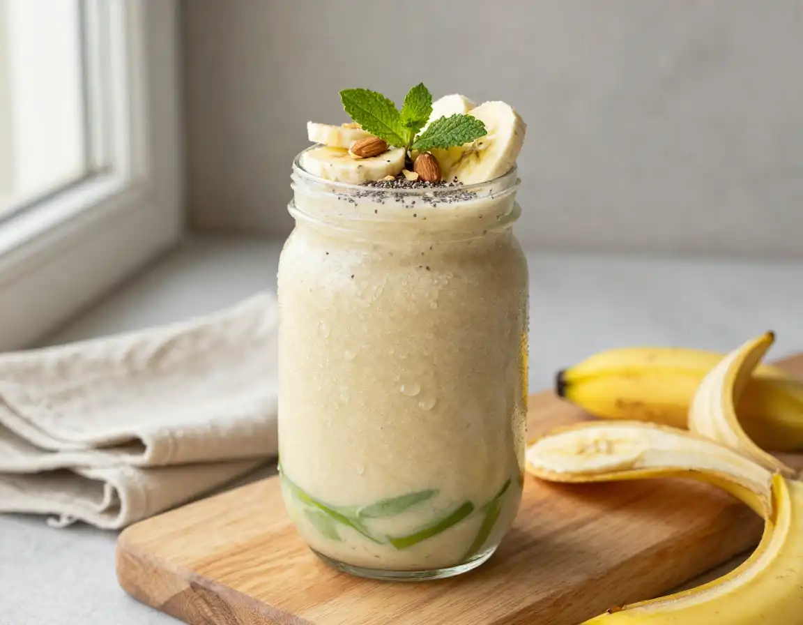 Magnesium Banana Smoothie for Muscle Relaxation plated dish
