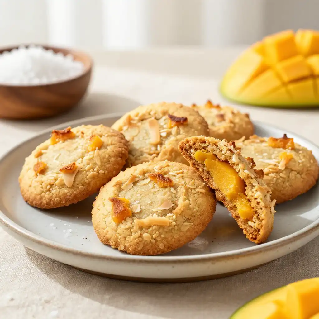Mango and Coconut Oatmeal Cookies plated dish
