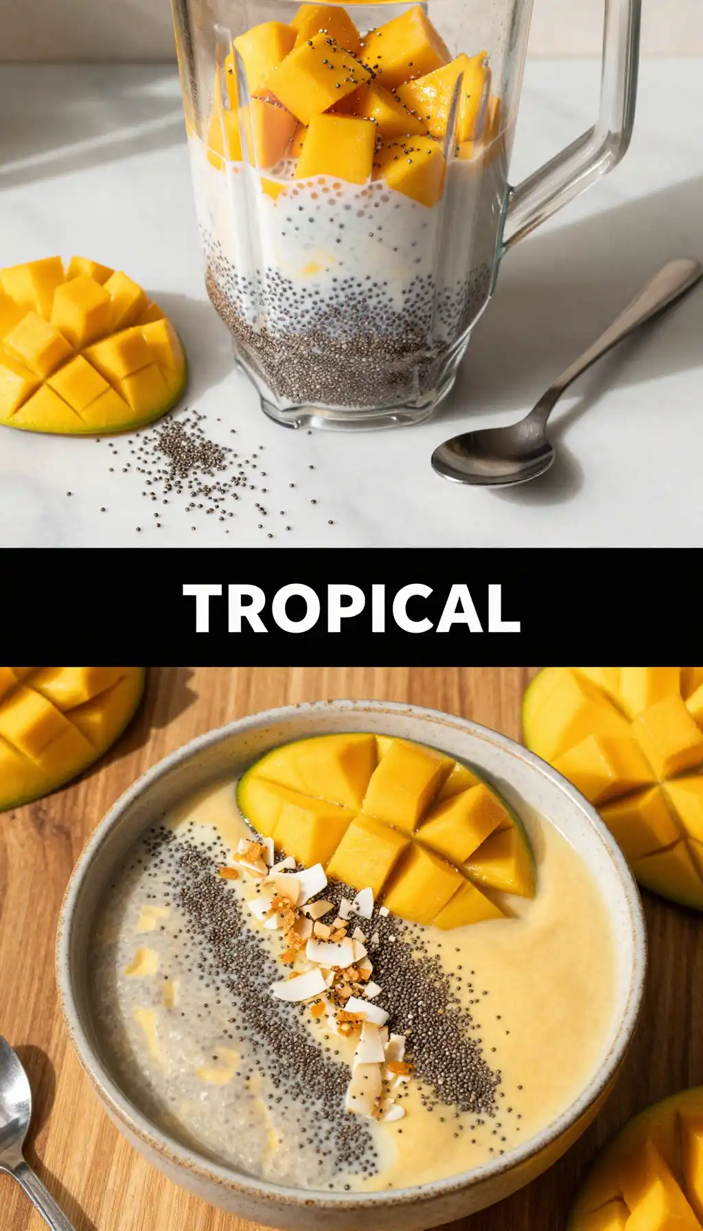 Mango Coconut Chia Pudding Smoothie Bowl