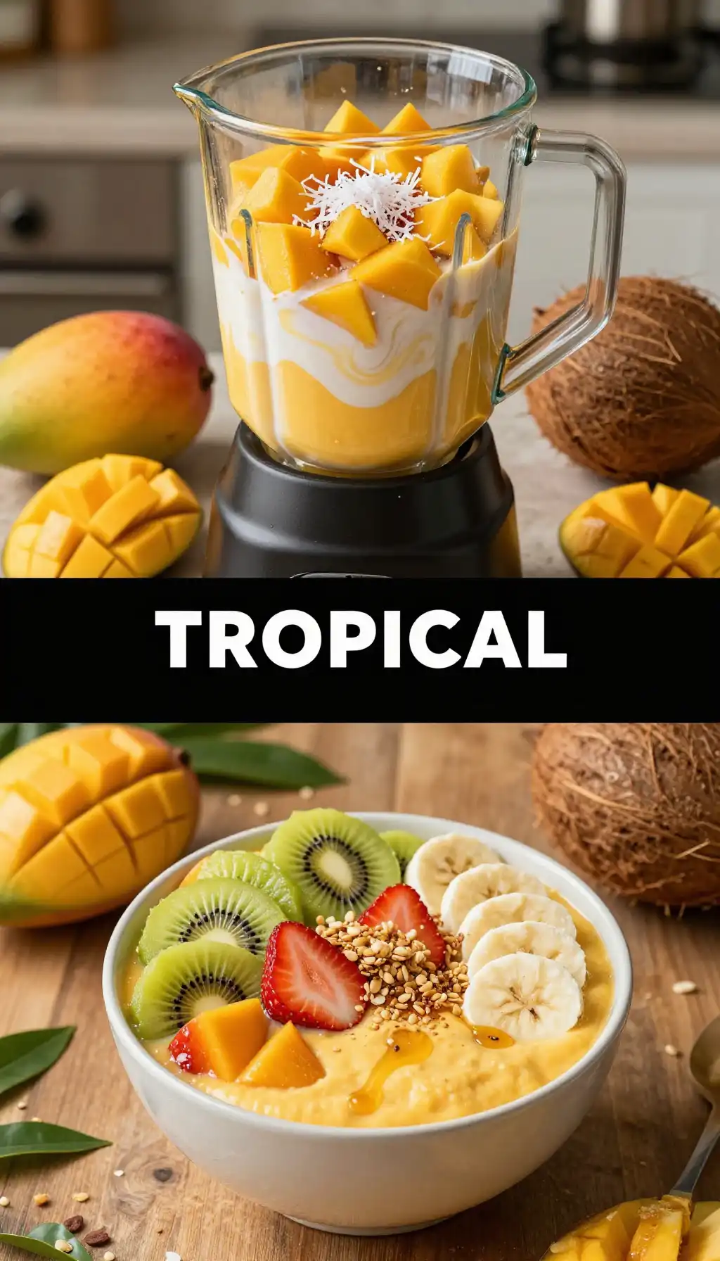 Mango Coconut Cream Smoothie Bowl