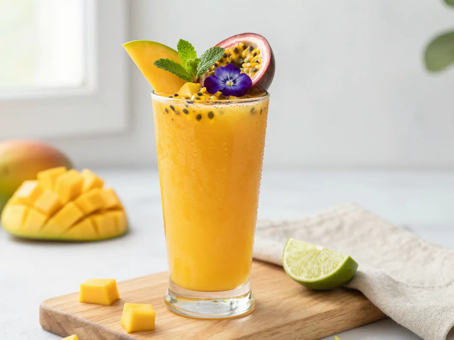 Mango Passion Fruit Smoothie for Exotic Taste plated dish
