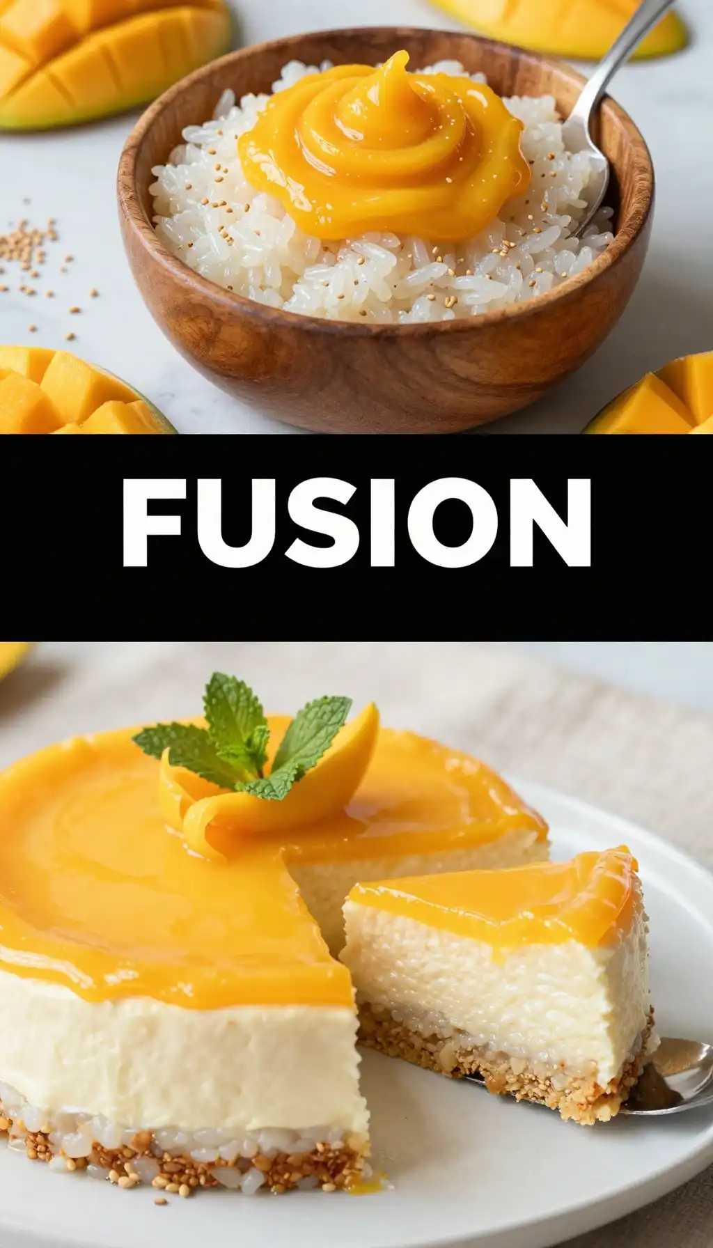 Mango Sticky Rice Inspired Cheesecake