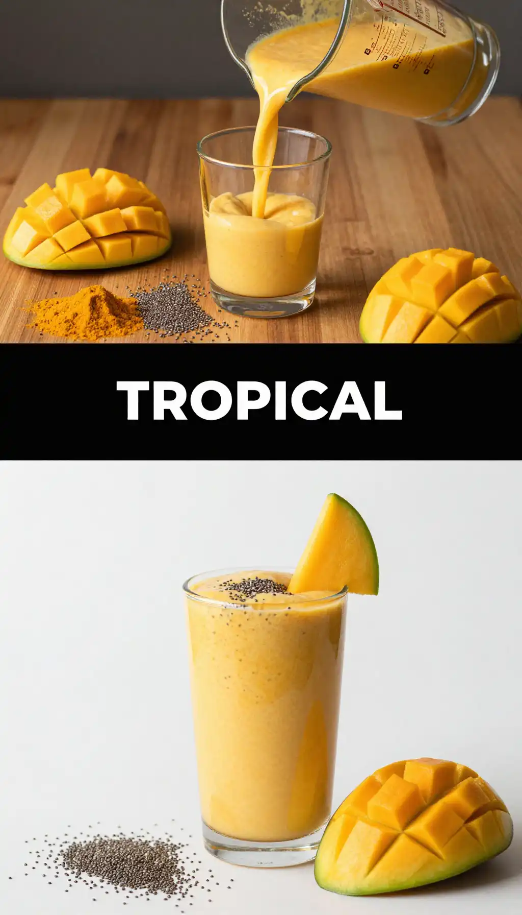 Mango Turmeric Glow Smoothie with Coconut Milk and Chia Seeds pinterest pin