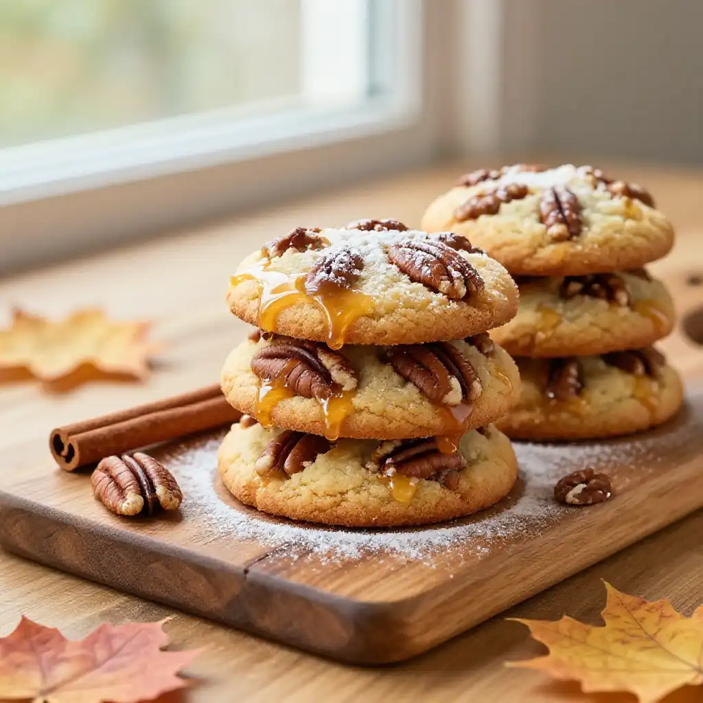 Maple Pecan Fall Cookies plated dish