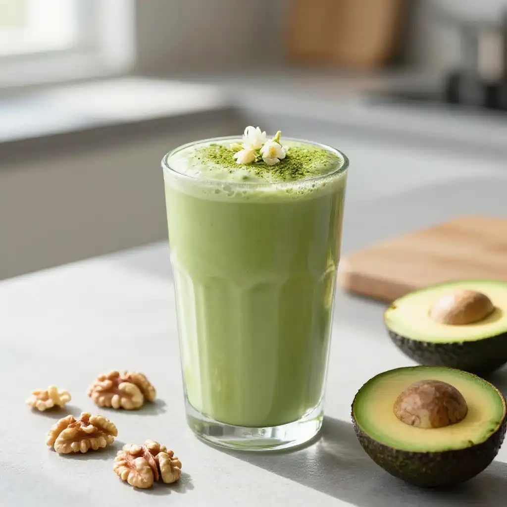 Matcha Avocado Smoothie for Brain Power plated dish